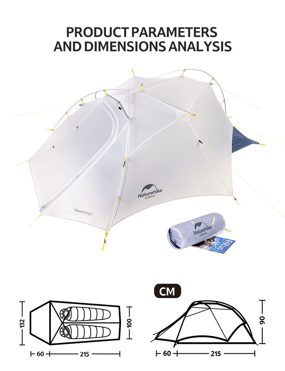 Cheap Goat Tents  CloudUp Wing 2 Man Tent Ultralight Portable Silicon Coated 15D Nylon Hiking Camp Tent Tents 